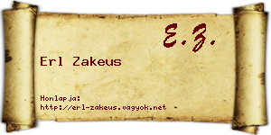 Erl Zakeus névjegykártya